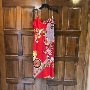 Natori Private Luxuries Gown Size Medium Red Charmeuse Silky Slip Nightgown